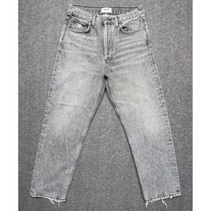 Agolde 90's Jeans Womens 26x25 Black Light Wash Mid Rise Loose Straight Denim